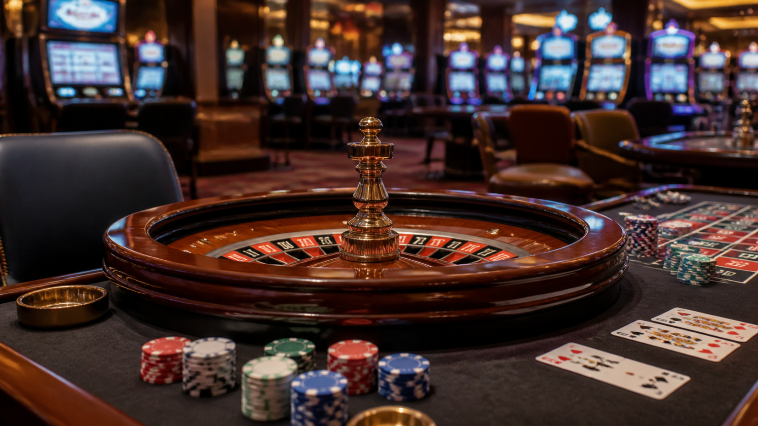 Best Online Casino Sites Singapore: How to Evaluate Them Casino gaming setup with cards, roulette wheel, and slot machines