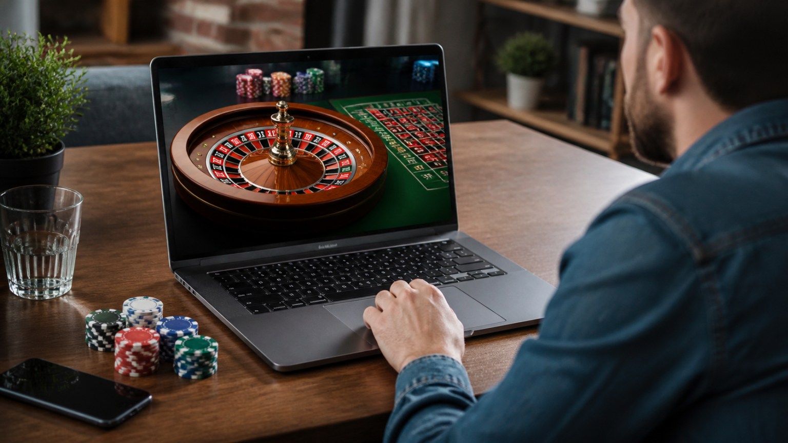 Người dùng xem nền tảng cá cược trực tuyến trên máy tính với giao diện trò chơi roulette