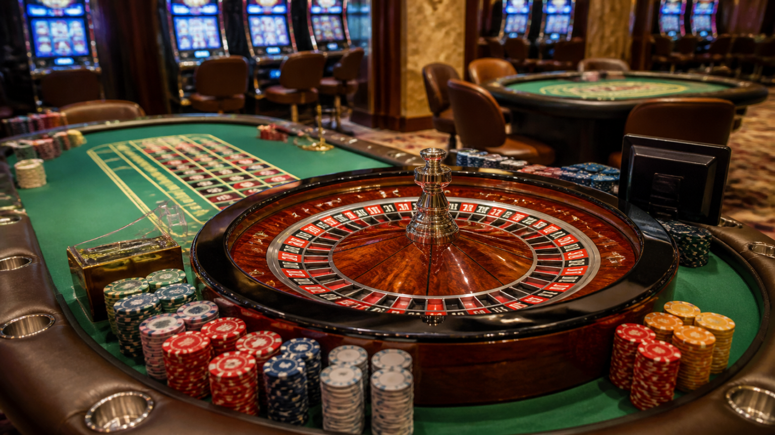 What Players Should Know About online casinos Singapore Casino gaming setup with slots, cards, and a roulette wheel